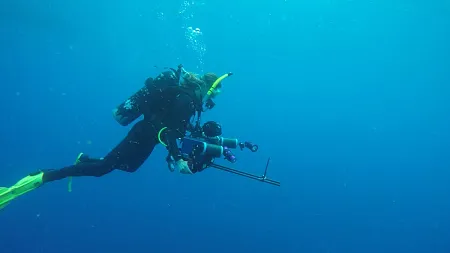 a person wearing scuba gear underwater