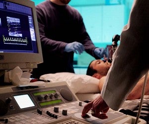 conducting ultrasound on subject