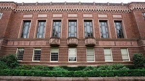 Knight libraries exterior: tall brown building with windows 