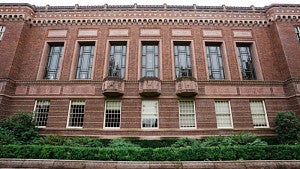 Knight libraries exterior: tall brown building with windows