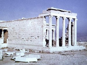 ancient building ruins with columns
