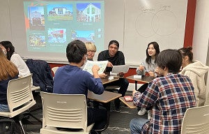 students working on group activity in classroom