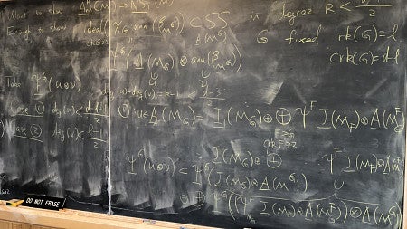 Math theorems on a chalk board