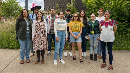 Gabriela Pérez Báez (front row, far right) and Melissa Baese-Berk (front row, second from left) with members of this summer's seminar on linguistics and STEM.
