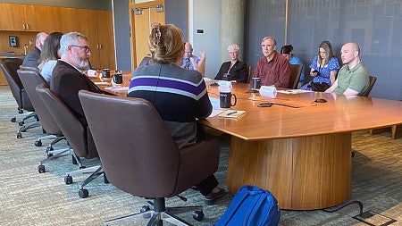 U.S. Sen. Jeff Merkley and researchers at the University of Oregon discussing the growing problem of wildfire smoke in Oregon communities.
