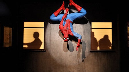 Spiderman hands upside-down 