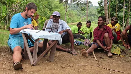 Don Daniels conducting research in Papua, New Guinea