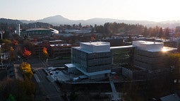 uo campus aerial stock image