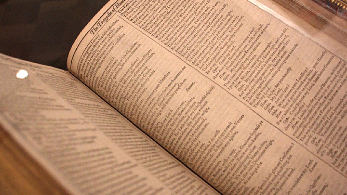 open book showing pages of Macbeth