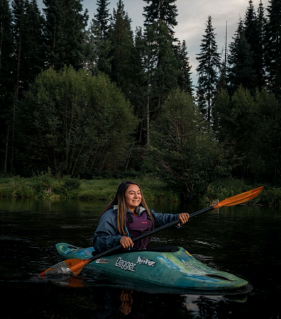 Ashia Wilson kayaking