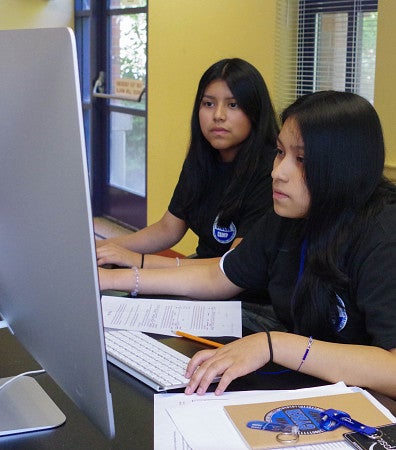 Students at a computer