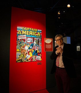 Ben Saunders Poses with Captain America Poster
