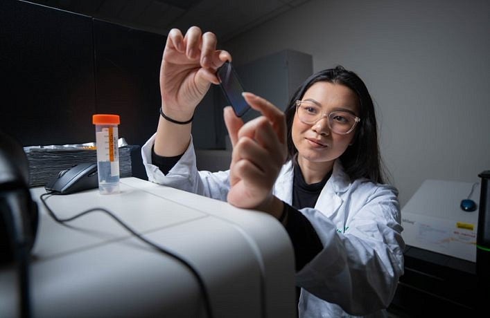 Student in the lab for hands-on learning