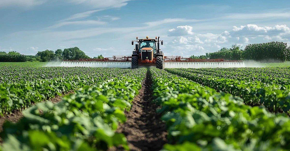 a tractor in agricultural fields