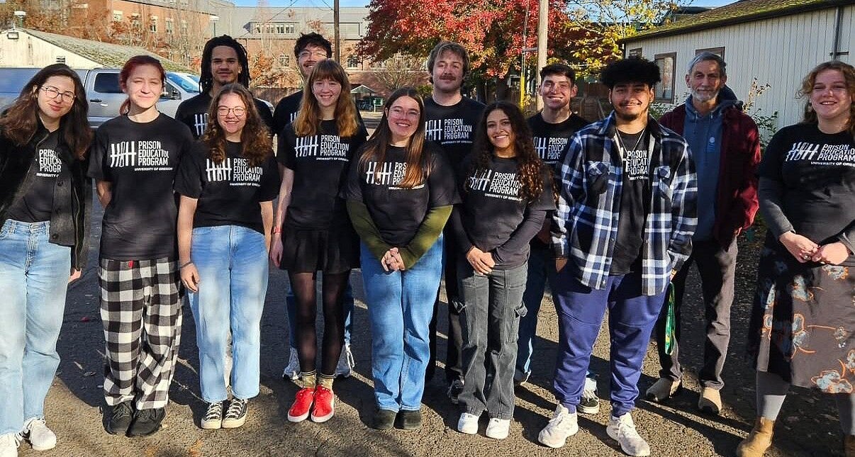 a group of people posed