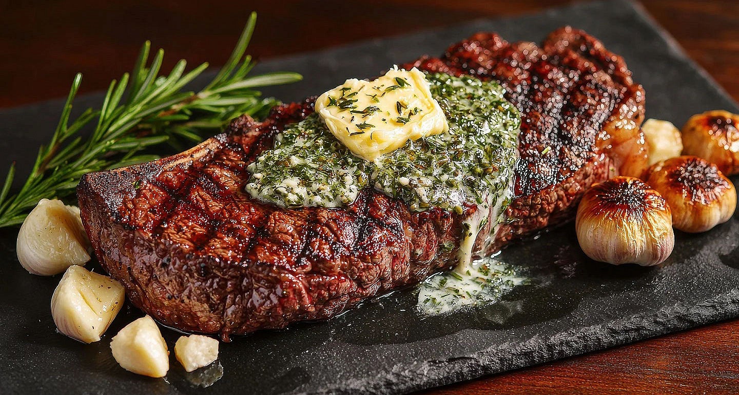 a steak and garlic platter