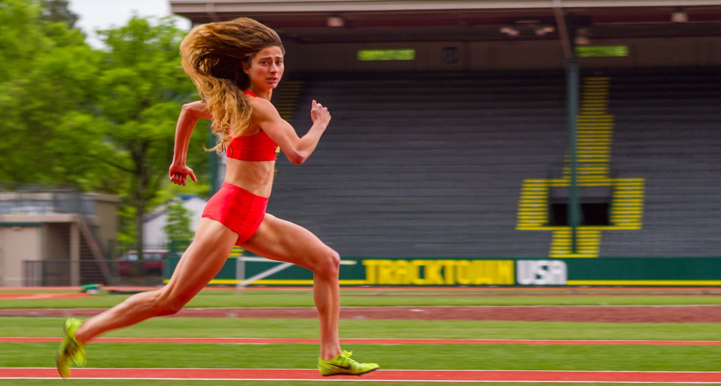 a person running on the old Hayward Field