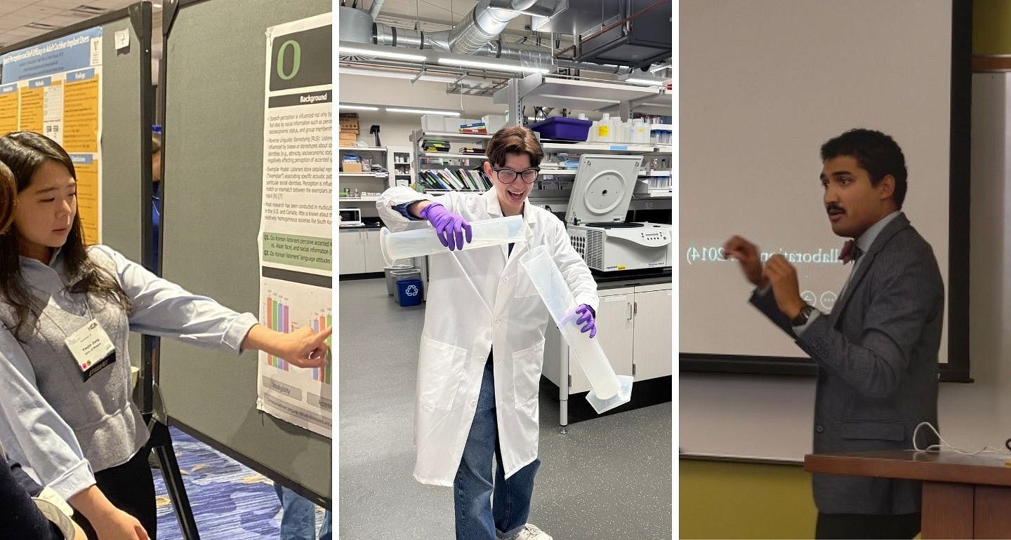 a collage of three people