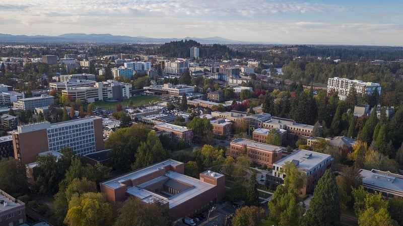 aerial view of Eugene campus