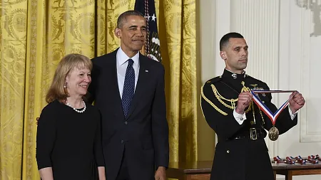 Geri Richmond and President Obama at the White House with the National Medal of Science