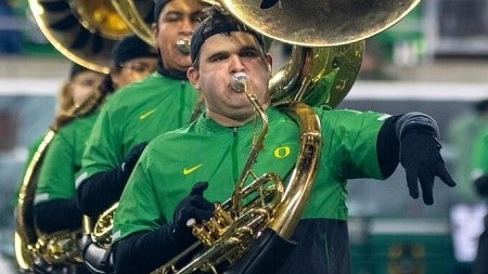 Colin Wilfrid chose to attend UO in part for its disability studies program and in part for its marching band