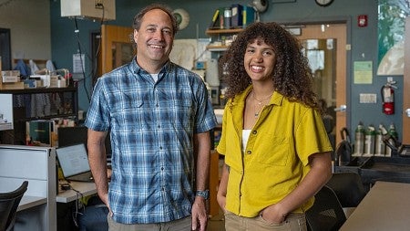 two people posed for a photo