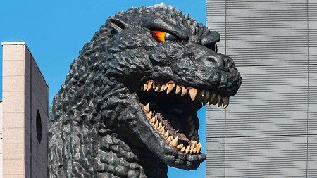 a figure replica of Japanese film phenomenon Godzilla