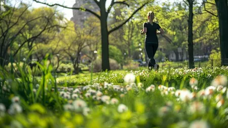 a person runs outdoors