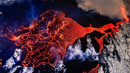 an aerial view of a magma event
