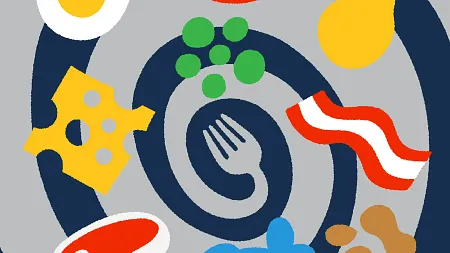 illustration of a whirlpool with food in the middle of it