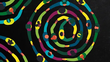 an illustration of people holding arms