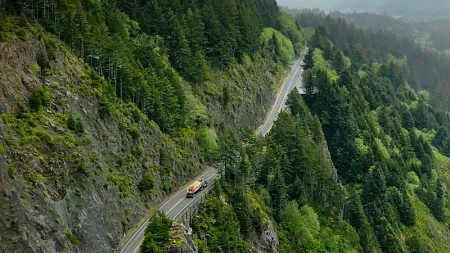 an aerial view of a mountainous forest