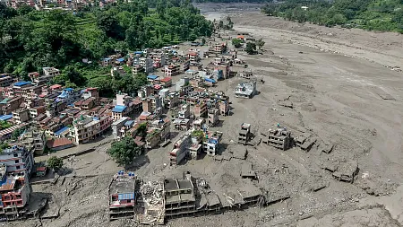 a flood in a village in Nepal