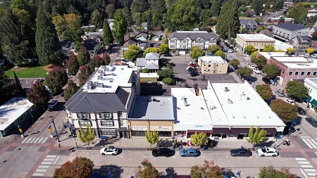 aerial view of an oregon town