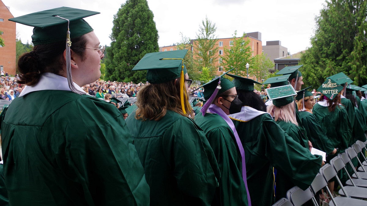 students line up
