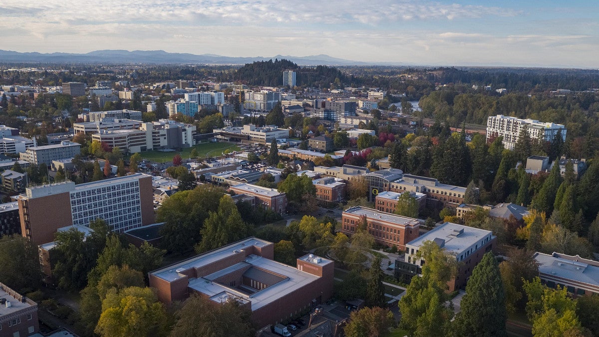 aerial view of Eugene campus