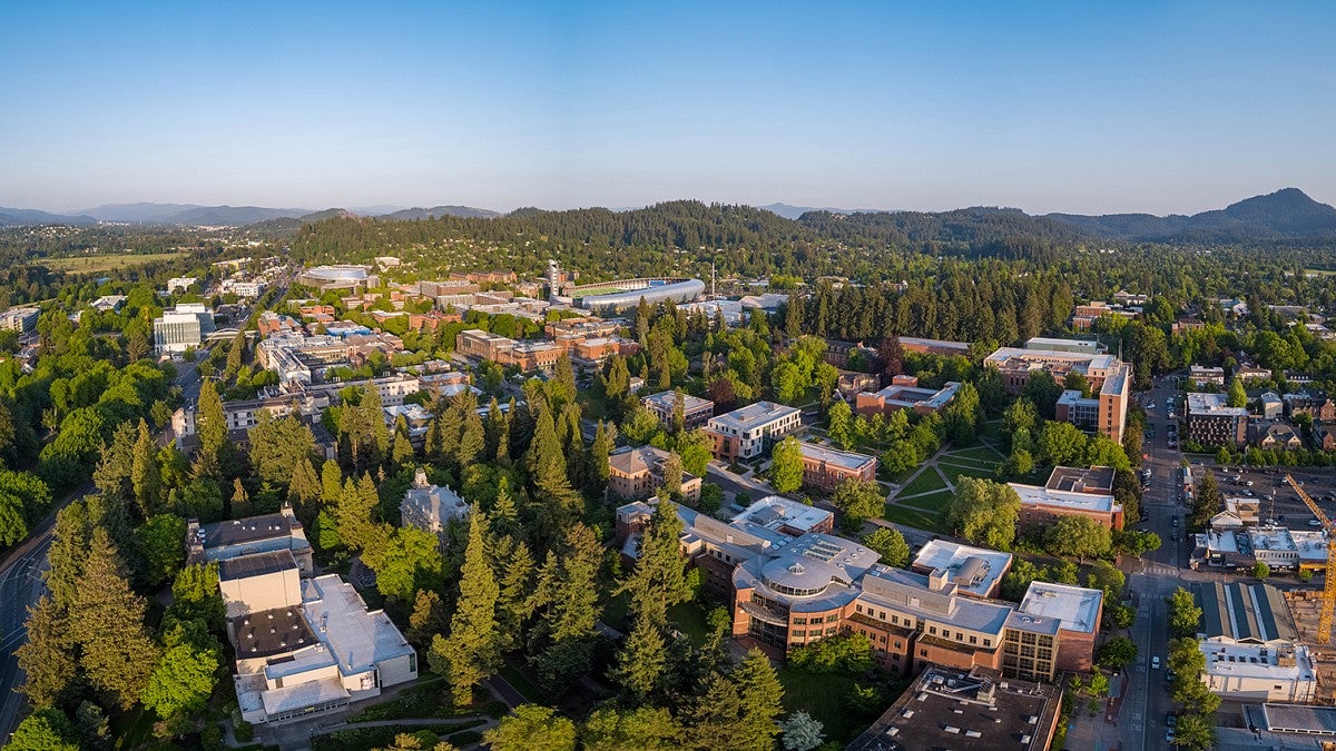 Arial shot of UO campus