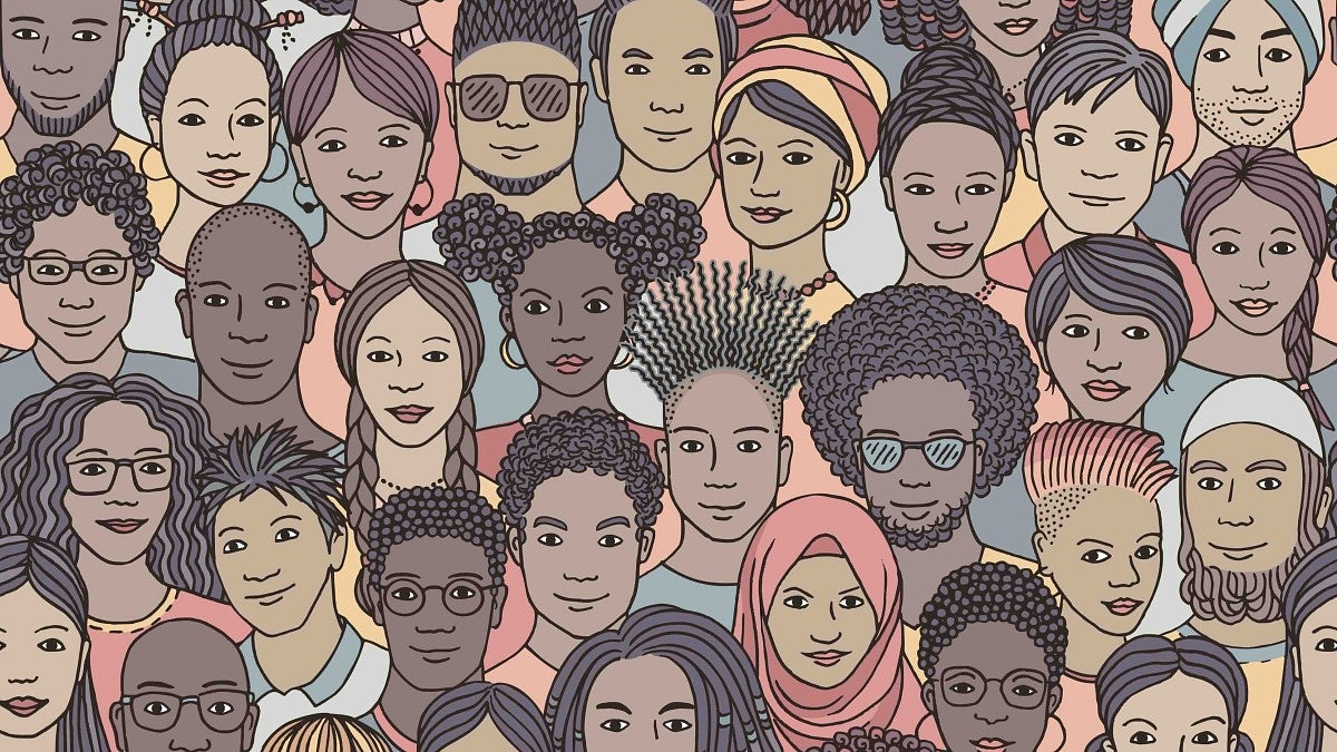 an illustration collage of people's faces