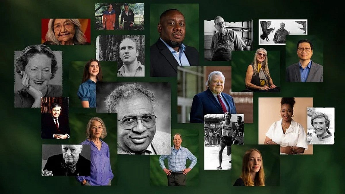 a collage of headshots of notable Oregon alumni and students