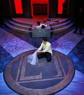 Lighting at Antigone theatre production