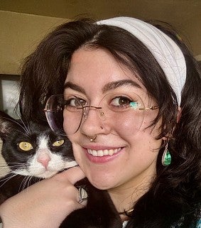 Woman holding a cat