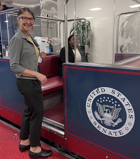 middlebrook boarding the US senate underground train in DC